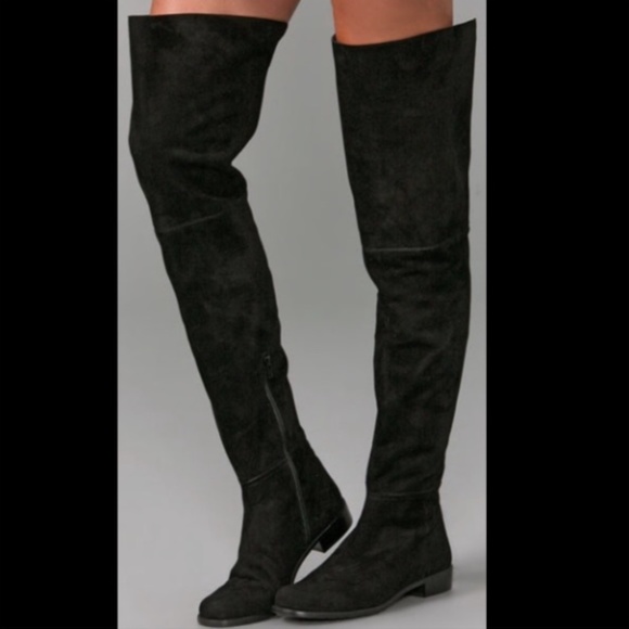 Stuart Weitzman Hilo Black Suede Boot, Size 7 - Picture 2 of 8